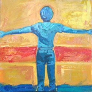 HAPPY Mixed media acrylic 24" x 24" $600 