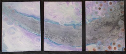 TRIPTYCH 2 Acrylic and mixed media 18" x 12"  (36" total length) $500